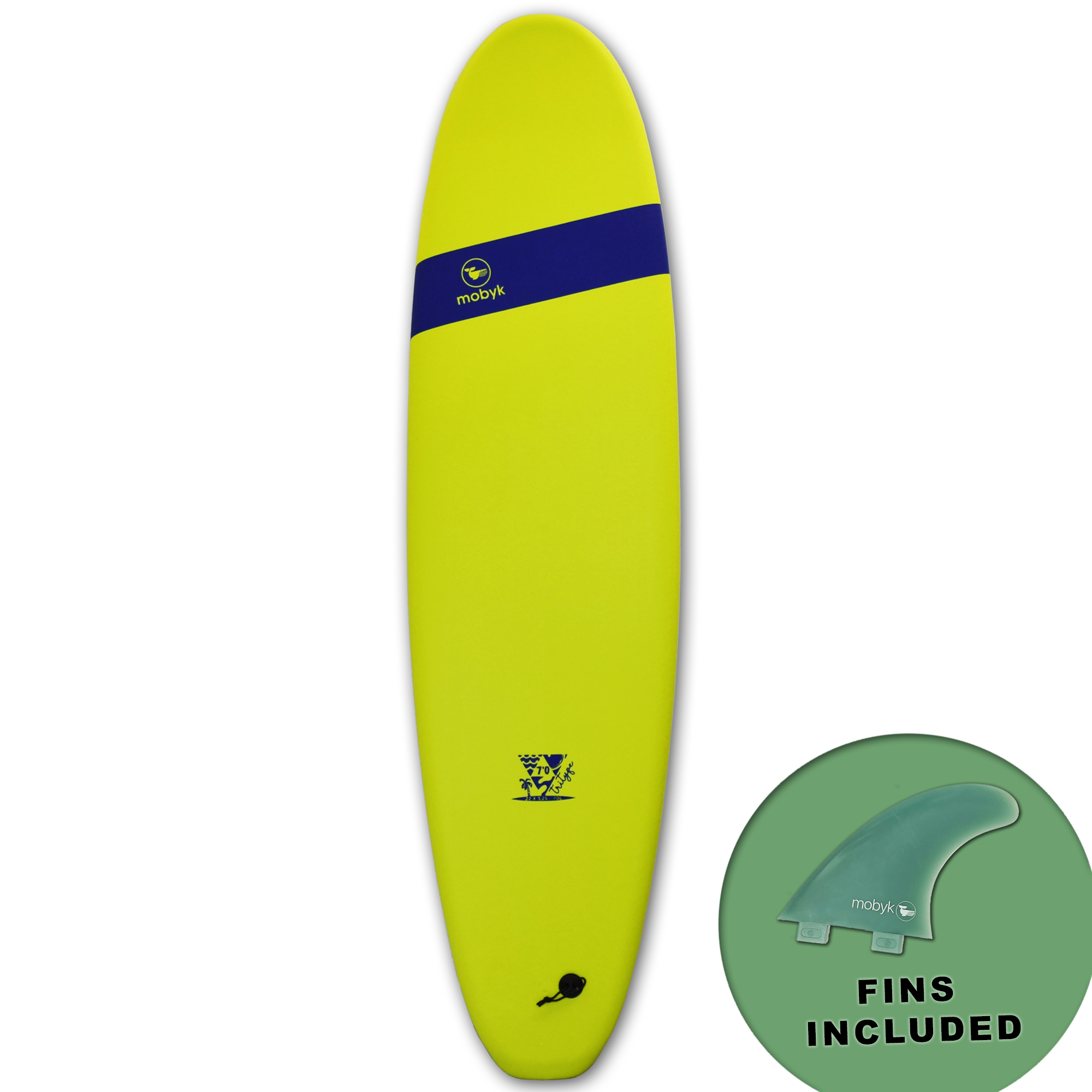 Mobyk 7'0 Classic Long Softboard - Electric Lemon