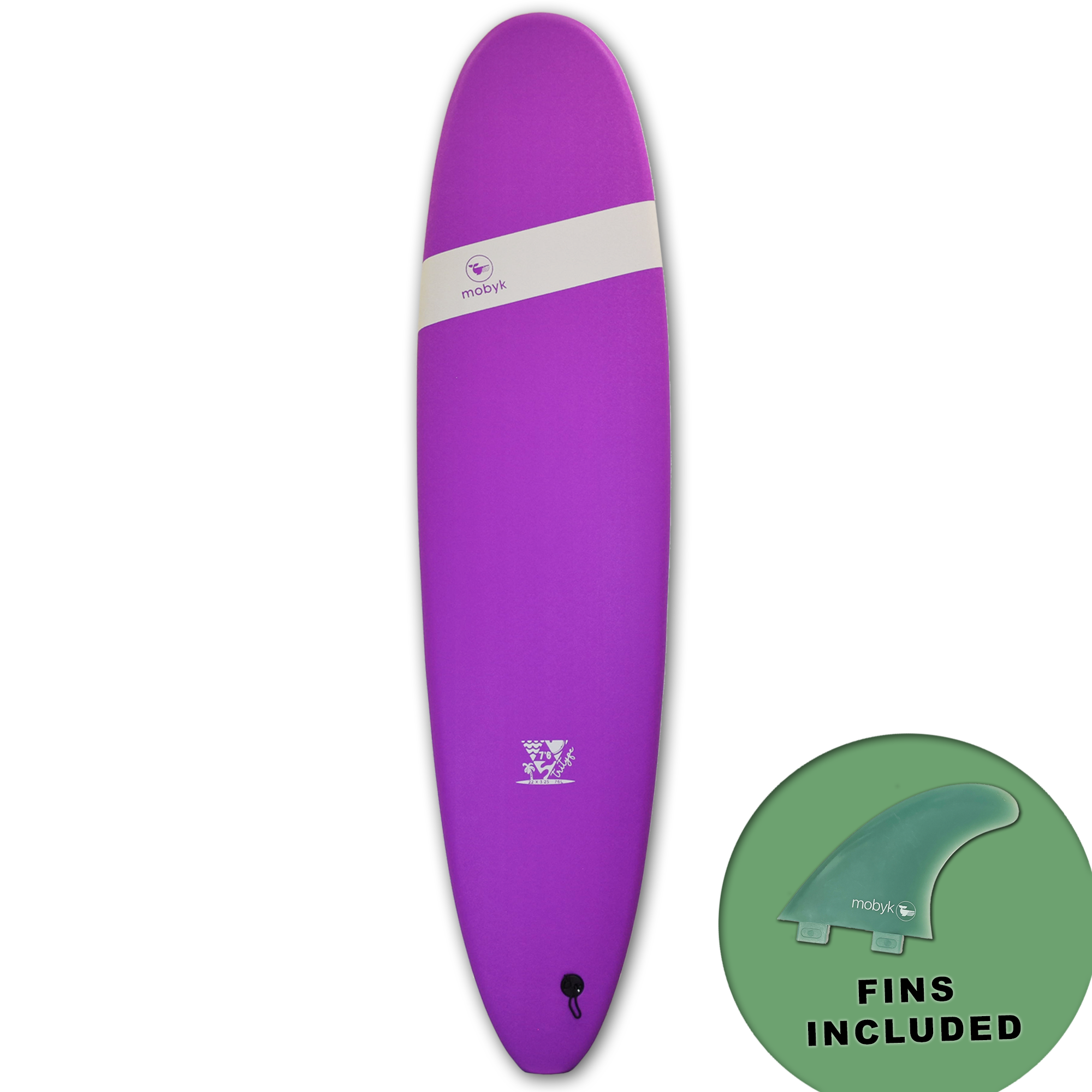 Mobyk 7'6 Classic Long Softboard - Violet Jade